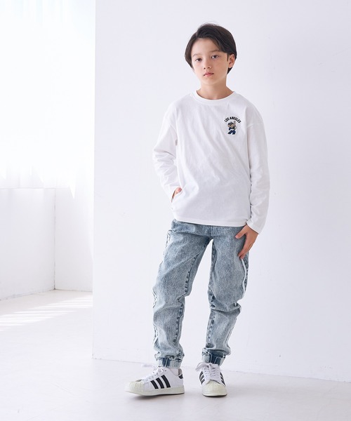 coca（coca）（コカ）の「キッズ　デニムサイドラインジョガーパンツ（デニムパンツ・キッズ・ブラック/ライトブルー・120/130/140/150）」の3枚目の写真