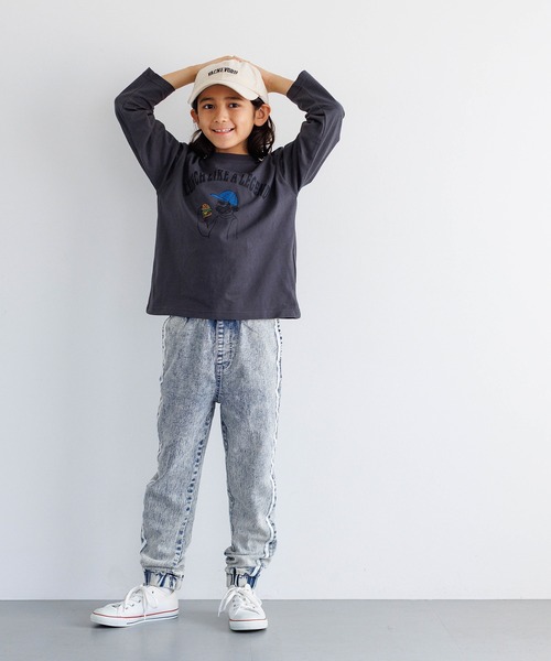 coca（coca）（コカ）の「キッズ　デニムサイドラインジョガーパンツ（デニムパンツ・キッズ・ブラック/ライトブルー・120/130/140/150）」の6枚目の写真