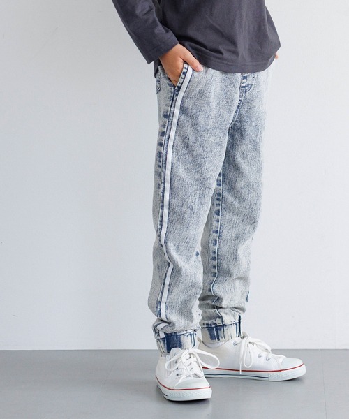 coca（coca）（コカ）の「キッズ　デニムサイドラインジョガーパンツ（デニムパンツ・キッズ・ブラック/ライトブルー・120/130/140/150）」の7枚目の写真