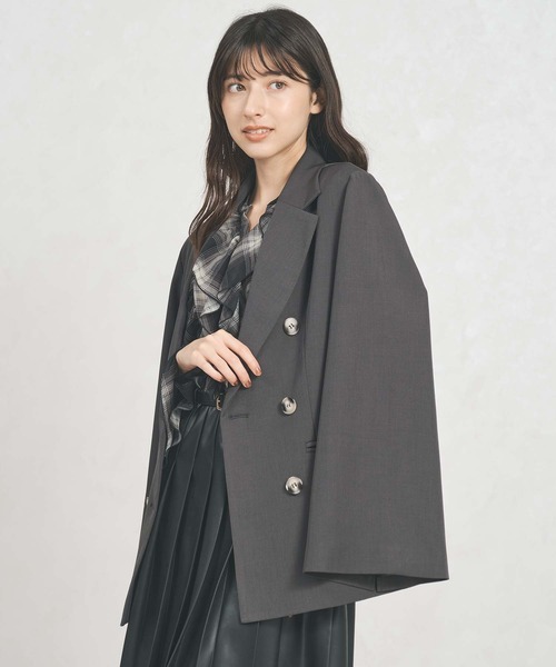 31 Sons de mode（トランテアン　ソン　ドゥ　モード）の「一部店舗限定アイテム 2way スリットスリーブ テーラード ジャケット（テーラードジャケット・レディース・チャコールグレー/ベージュ/ブラック×ホワイト・ﾌﾘ-）」の16枚目の写真