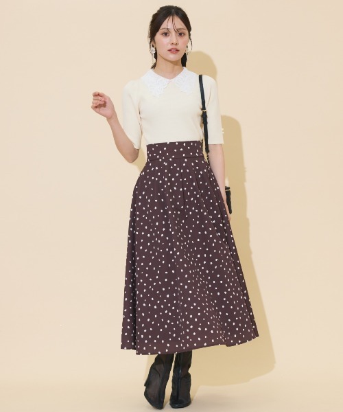 WILLSELECTION（ウィルセレクション）の「リボンレースカラーリブニット（ニット/セーター・レディース・ダークブラウン/アイボリー/ブラック・FREE）」の5枚目の写真