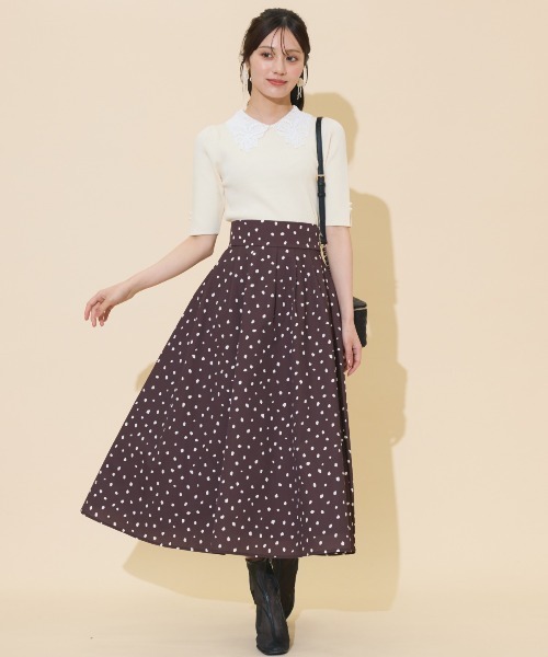 WILLSELECTION（ウィルセレクション）の「リボンレースカラーリブニット（ニット/セーター・レディース・ダークブラウン/アイボリー/ブラック・FREE）」の10枚目の写真