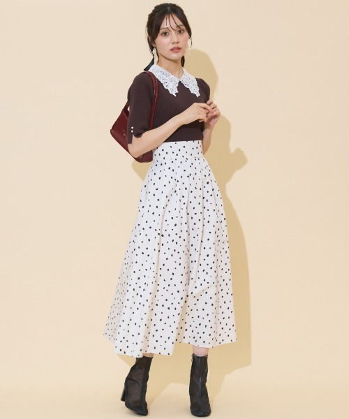 WILLSELECTION（ウィルセレクション）の「リボンレースカラーリブニット（ニット/セーター・レディース・ダークブラウン/アイボリー/ブラック・FREE）」の13枚目の写真