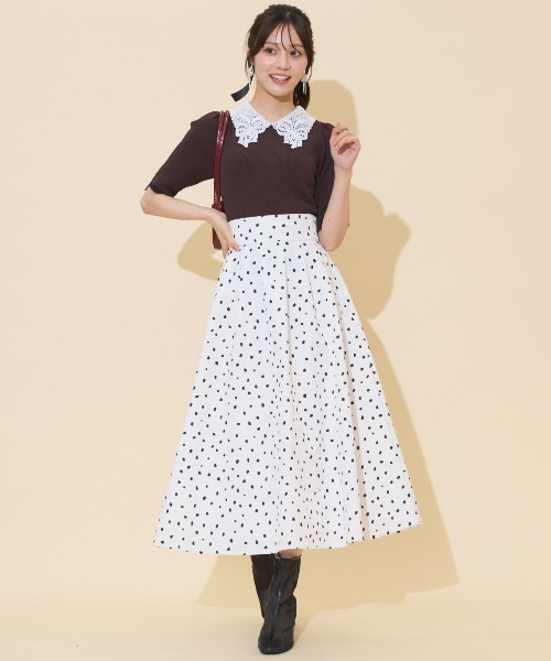 WILLSELECTION（ウィルセレクション）の「リボンレースカラーリブニット（ニット/セーター・レディース・ダークブラウン/アイボリー/ブラック・FREE）」の22枚目の写真