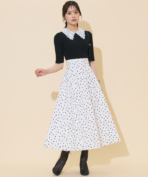 WILLSELECTION（ウィルセレクション）の「リボンレースカラーリブニット（ニット/セーター・レディース・ダークブラウン/アイボリー/ブラック・FREE）」の7枚目の写真