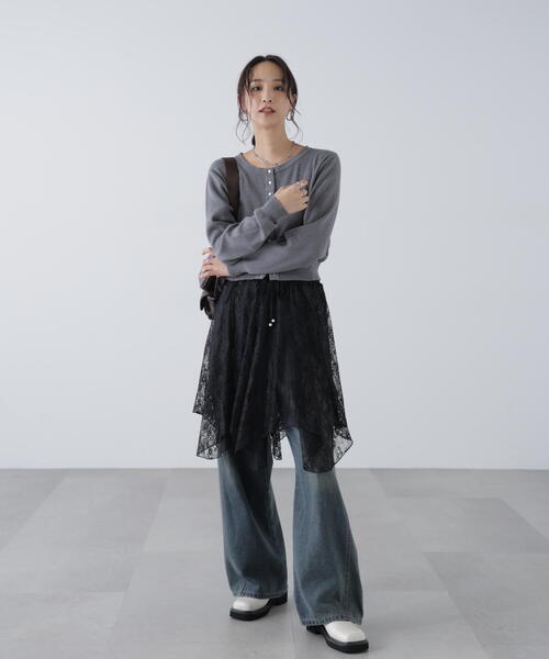 FREE'S MART(フリーズマート)の「イレヘムシアーレースミディスカート(スカート・レディース・ブラック/ホワイト・FREE)」の12枚目の写真