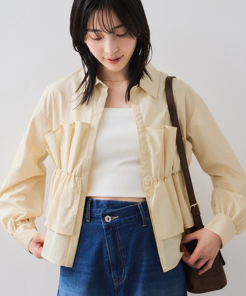 VIS(ビス)の「ビスチェドッキングシャツ/イージーケア(シャツ/ブラウス・レディース・ブラウン系その他/オフホワイト/クリーム・FREE)」の3枚目の写真