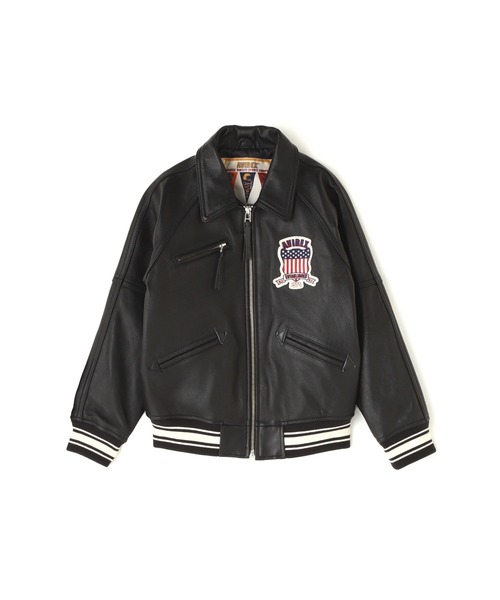 AVIREX（アヴィレックス）の「《KID'S》LIGHT SIGNATURE VARSITY JACKET/ライト シグネチャー バーシティー ジャケット（ブルゾン・キッズ・ブラック・M/S/L）」の2枚目の写真