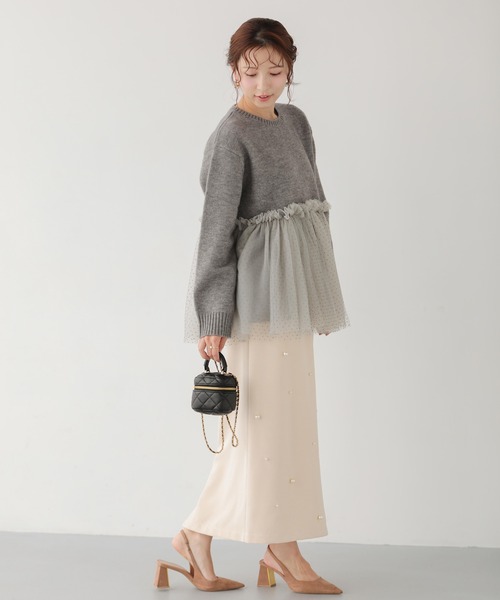 Fit more(フィットモア)の「パールペンシルスカート(スカート・レディース・ブラウン/ブラック/アイボリー・PS/S/M)」の7枚目の写真
