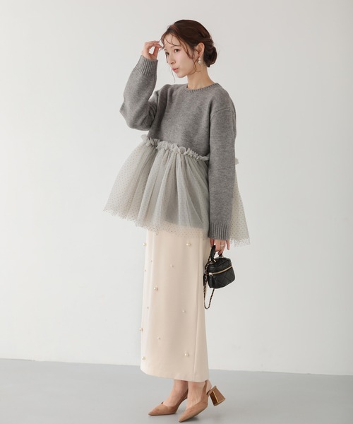 Fit more(フィットモア)の「パールペンシルスカート(スカート・レディース・ブラウン/ブラック/アイボリー・PS/S/M)」の9枚目の写真