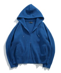 Starting Over（スターティングオーバー）の「スポンディッシュ ダブルジップアップ ニットパーカー フーディー 無地 長袖（パーカー）」