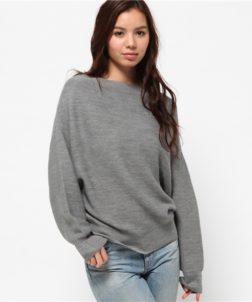 MOUSSY（マウジー）の「GATHER STITCH POK（ニット/セーター・レディース・オフホワイト/キャメル/ダークカーキ/ダークグレー/ライトピンク/ベージュ/トップグレー・FREE）」の3枚目の写真