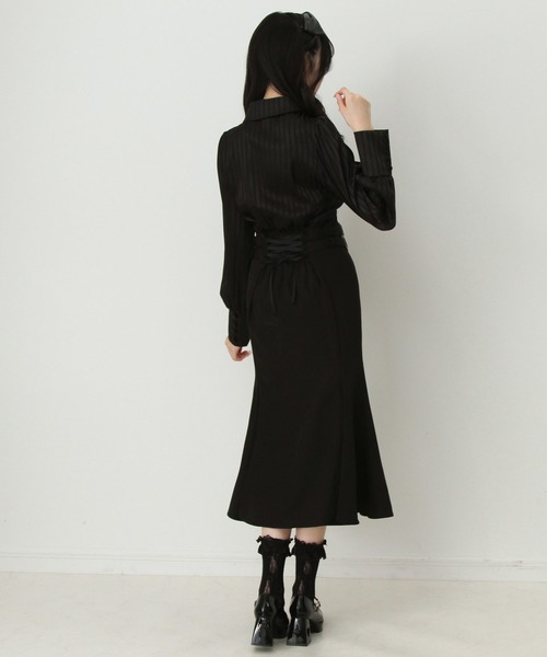 DearMyLoveゴシック風レースマーメイドロングワンピース ゴシック風レースフリルマーメイドレースアップロングワンピース