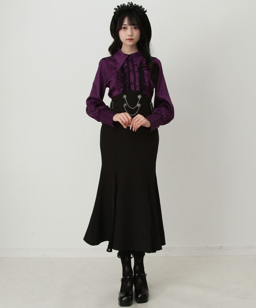 DearMyLoveゴシック風レースマーメイドロングワンピース ゴシック風レースフリルマーメイドレースアップロングワンピース