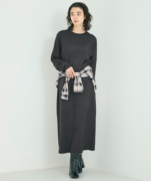 coca(coca)(コカ)の「マキシニットワンピース(ワンピース・レディース・ブラウン/チャコール・S/M/L)」の1枚目の写真
