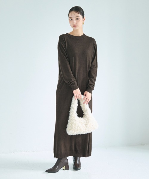 coca(coca)(コカ)の「マキシニットワンピース(ワンピース・レディース・ブラウン/チャコール・S/M/L)」の3枚目の写真