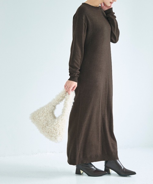 coca(coca)(コカ)の「マキシニットワンピース(ワンピース・レディース・ブラウン/チャコール・S/M/L)」の4枚目の写真