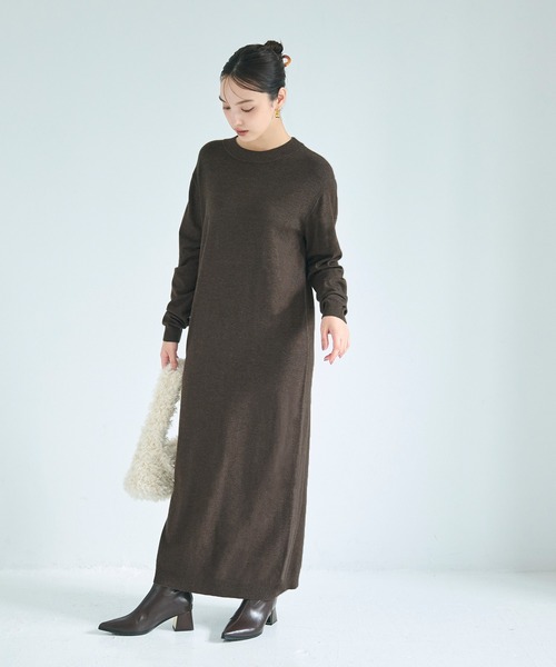 coca(coca)(コカ)の「マキシニットワンピース(ワンピース・レディース・ブラウン/チャコール・S/M/L)」の5枚目の写真