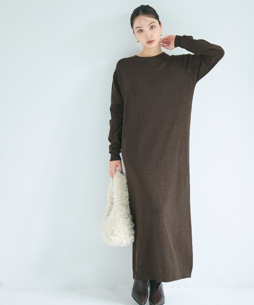coca(coca)(コカ)の「マキシニットワンピース(ワンピース・レディース・ブラウン/チャコール・S/M/L)」の8枚目の写真