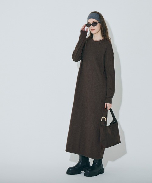 coca(coca)(コカ)の「マキシニットワンピース(ワンピース・レディース・ブラウン/チャコール・S/M/L)」の10枚目の写真