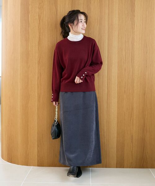 le.coeur blanc(ルクールブラン)の「スリーブボタンクループルオーバー(ニット/セーター・レディース・ブラック系その他/ダークグリーン/ブラウン系その他2/ベージュ/ボルドー・38)」の10枚目の写真