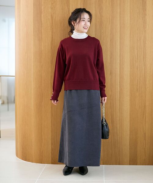 le.coeur blanc(ルクールブラン)の「スリーブボタンクループルオーバー(ニット/セーター・レディース・ブラック系その他/ダークグリーン/ブラウン系その他2/ベージュ/ボルドー・38)」の14枚目の写真