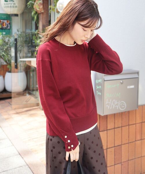 le.coeur blanc(ルクールブラン)の「スリーブボタンクループルオーバー(ニット/セーター・レディース・ブラック系その他/ダークグリーン/ブラウン系その他2/ベージュ/ボルドー・38)」の20枚目の写真