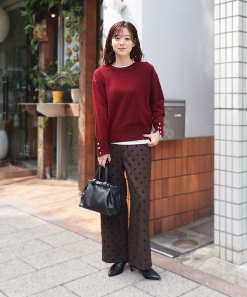 le.coeur blanc(ルクールブラン)の「スリーブボタンクループルオーバー(ニット/セーター・レディース・ブラック系その他/ダークグリーン/ブラウン系その他2/ベージュ/ボルドー・38)」の21枚目の写真