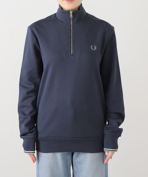 FRED PERRY（フレッドペリー）の「FRED PERRY/フレッドペリー ハーフジップスウェット M3574（スウェット・レディース・ボルドー/ネイビー・SMALL）」の14枚目の写真