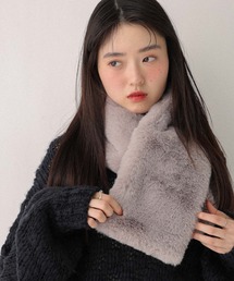 グレーと黒のストライプファーマフラー グレーと黒のストライプファーマフラー