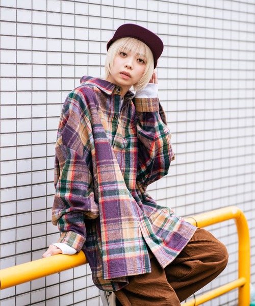 BEVERLY HILLS POLO CLUB（ビバリーヒルズポロクラブ）の「【BEVERLY HILLS POLO CLUB/ビバリーヒルズポロクラブ】シャギーチェックジャケット（その他アウター・レディース・レッド/パープル/ブラウン/グレー・MEDIUM）」の22枚目の写真