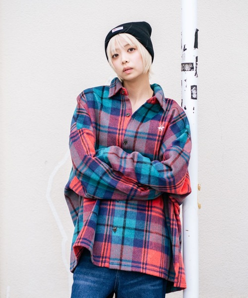 BEVERLY HILLS POLO CLUB（ビバリーヒルズポロクラブ）の「【BEVERLY HILLS POLO CLUB/ビバリーヒルズポロクラブ】シャギーチェックジャケット（その他アウター・レディース・レッド/パープル/ブラウン/グレー・MEDIUM）」の16枚目の写真