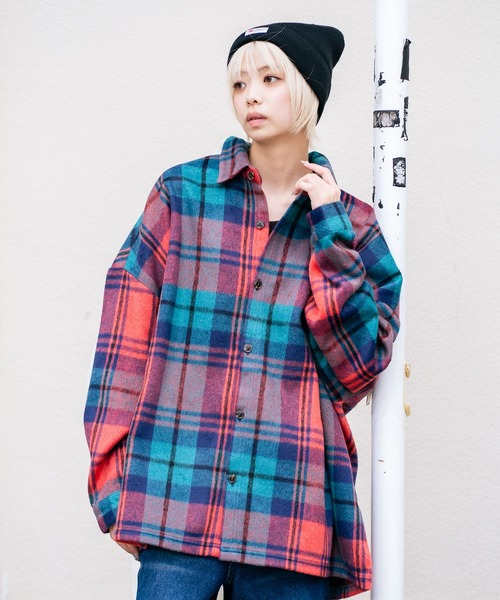 BEVERLY HILLS POLO CLUB（ビバリーヒルズポロクラブ）の「【BEVERLY HILLS POLO CLUB/ビバリーヒルズポロクラブ】シャギーチェックジャケット（その他アウター・レディース・レッド/パープル/ブラウン/グレー・MEDIUM）」の17枚目の写真