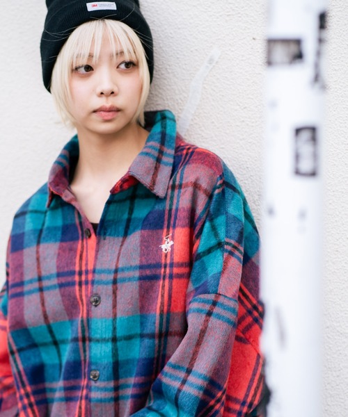 BEVERLY HILLS POLO CLUB（ビバリーヒルズポロクラブ）の「【BEVERLY HILLS POLO CLUB/ビバリーヒルズポロクラブ】シャギーチェックジャケット（その他アウター・レディース・レッド/パープル/ブラウン/グレー・MEDIUM）」の19枚目の写真