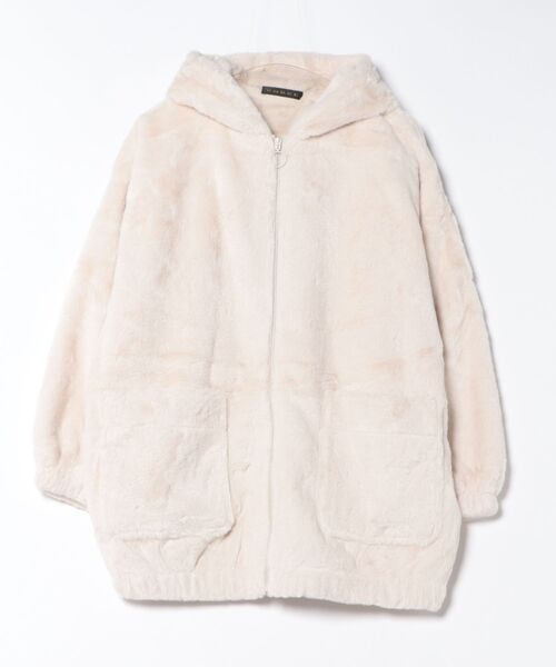 GORGE（ゴージ）の「《ふわもこフェイクファー》レディース ファーブルゾン フード付き 軽量アウター 秋冬（ブルゾン・レディース・アイボリー/ブラック/モカ/ライトグレー・F）」の22枚目の写真