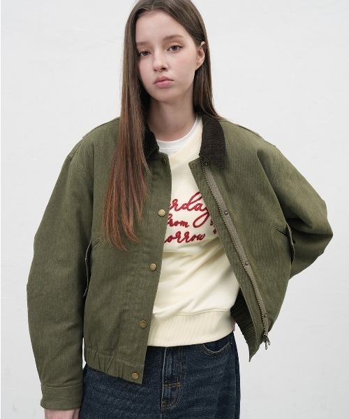 GENERAL IDEA(ジェネラルアイデア)の「【GENERAL IDEA】コーデュロイ襟ワークジャケット / CORDUROY COLLAR PADDING WORK JACKET(ブルゾン・レディース・カーキ/ピンク・L/M/S)」の3枚目の写真