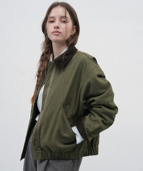 GENERAL IDEA(ジェネラルアイデア)の「【GENERAL IDEA】コーデュロイ襟ワークジャケット / CORDUROY COLLAR PADDING WORK JACKET(ブルゾン・レディース・カーキ/ピンク・L/M/S)」の4枚目の写真