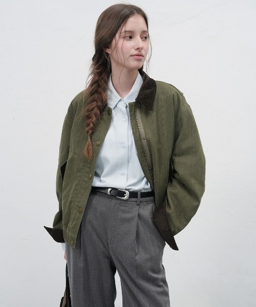 GENERAL IDEA(ジェネラルアイデア)の「【GENERAL IDEA】コーデュロイ襟ワークジャケット / CORDUROY COLLAR PADDING WORK JACKET(ブルゾン・レディース・カーキ/ピンク・L/M/S)」の6枚目の写真