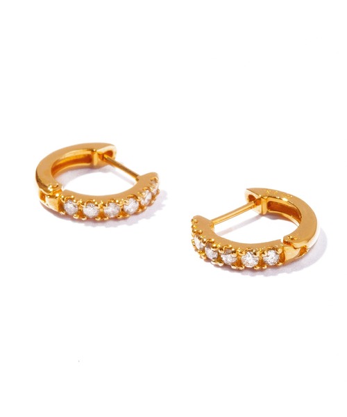les bonbon(ルボンボン)の「【les bonbon】K18 half diamond hoop pierce/ハーフ ダイヤモンド フープ ピアス(ピアス(両耳用)・レディース・イエローゴールド・FREE)」の8枚目の写真