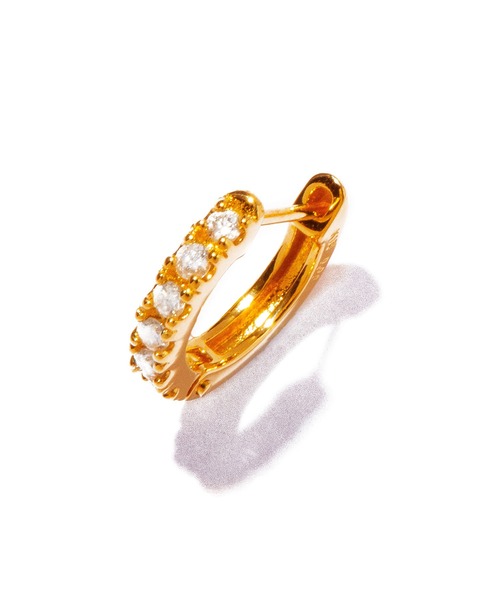 les bonbon（ルボンボン）の「【les bonbon】K18 half diamond hoop pierce/ハーフ ダイヤモンド フープ ピアス（ピアス（両耳用）・レディース・イエローゴールド・FREE）」の3枚目の写真