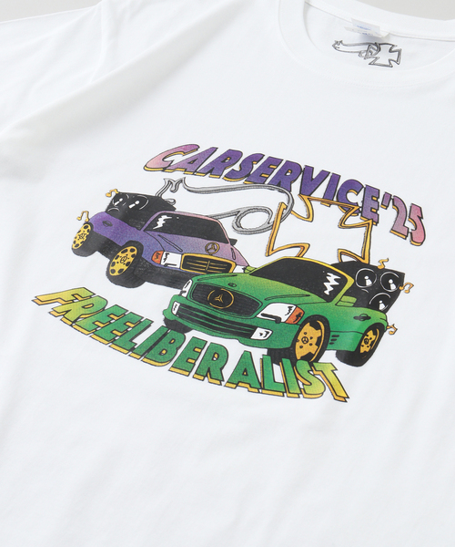 PULP/417EDIFICE（パルプフォーワンセブンエディフィス）の「FREE LIBERALIST/フリーリベラリスト×CARSERVICE/カーサービス FREAKCHIC TEE（Tシャツ/カットソー・メンズ・ホワイト・X-LARGE/LARGE/MEDIUM/SMALL）」の4枚目の写真