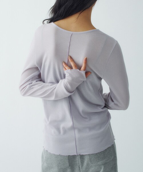 CODE A(コードエー)の「twist sheer rib LS(Tシャツ/カットソー・レディース・ライトブルー/ライトグレー/ホワイト・00)」の4枚目の写真