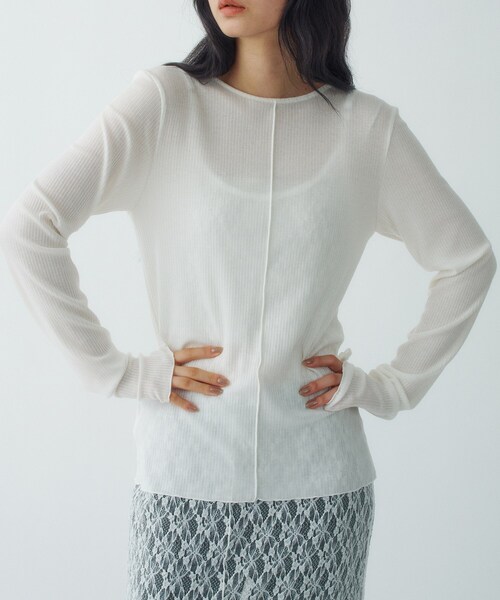 CODE A(コードエー)の「twist sheer rib LS(Tシャツ/カットソー・レディース・ライトブルー/ライトグレー/ホワイト・00)」の10枚目の写真