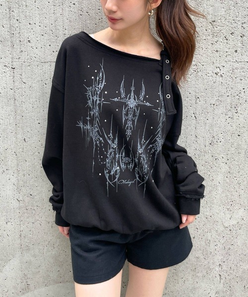 MAHAGRID(マハグリッド)の「【日本ALAND限定】MAHAGRID/タトゥーBELTEDプルオーバー(スウェット・レディース・ブラック/グレー/カーキ・FREE)」の5枚目の写真