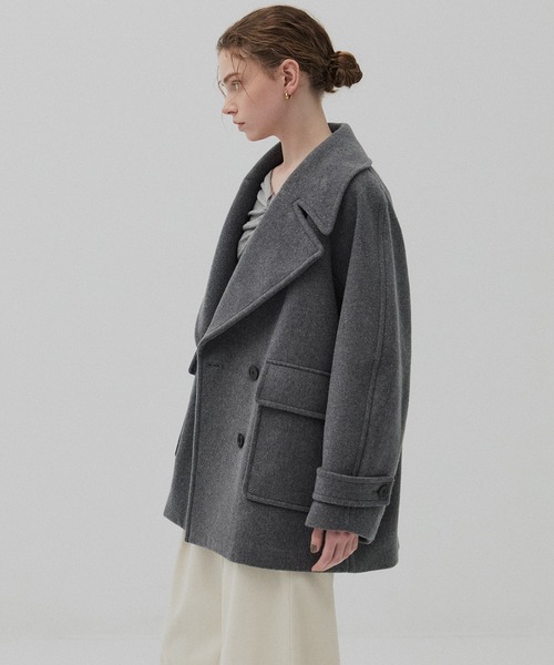 PUBLIC TOKYO（パブリックトウキョウ）の「ワイドラペルコート（ステンカラーコート・レディース・ダークグレー/ブラウン・1/2）」の7枚目の写真