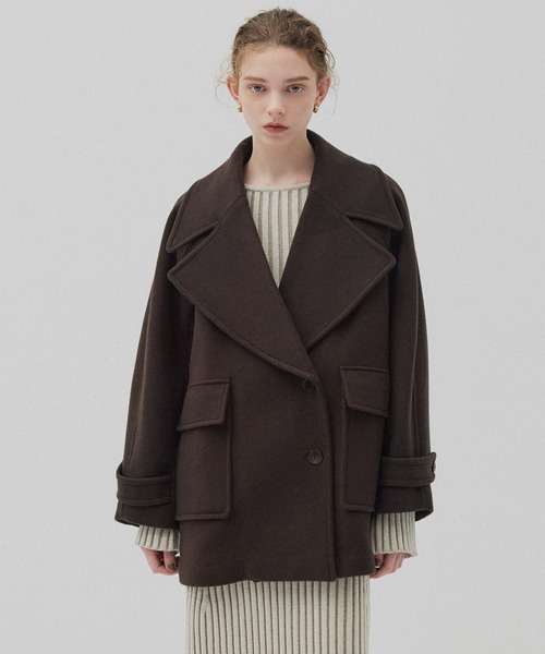 PUBLIC TOKYO（パブリックトウキョウ）の「ワイドラペルコート（ステンカラーコート・レディース・ダークグレー/ブラウン・1/2）」の16枚目の写真