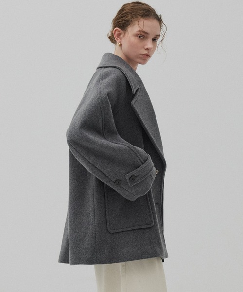 PUBLIC TOKYO（パブリックトウキョウ）の「ワイドラペルコート（ステンカラーコート・レディース・ダークグレー/ブラウン・1/2）」の17枚目の写真