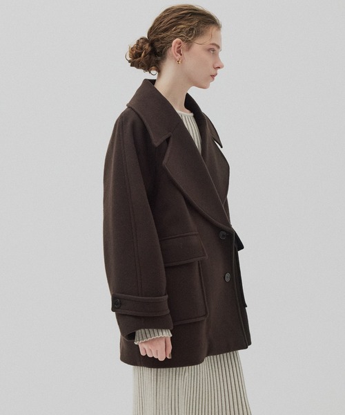 PUBLIC TOKYO（パブリックトウキョウ）の「ワイドラペルコート（ステンカラーコート・レディース・ダークグレー/ブラウン・1/2）」の18枚目の写真