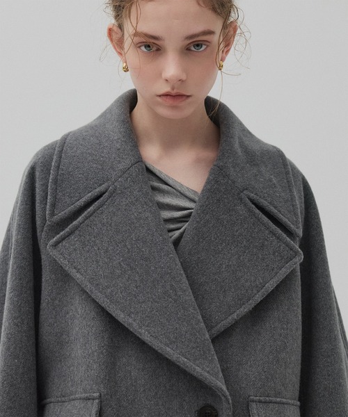 PUBLIC TOKYO（パブリックトウキョウ）の「ワイドラペルコート（ステンカラーコート・レディース・ダークグレー/ブラウン・1/2）」の19枚目の写真