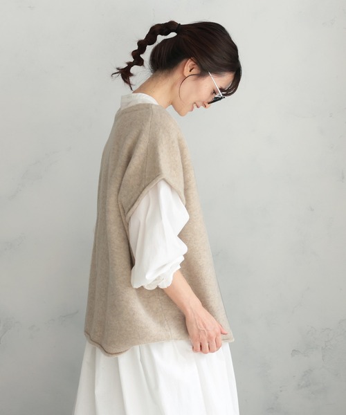 soulberry（ソウルベリー）の「キーネックのニットベスト（ベスト・レディース・ベージュ・M/L/LL/3L/4L/5L）」の16枚目の写真